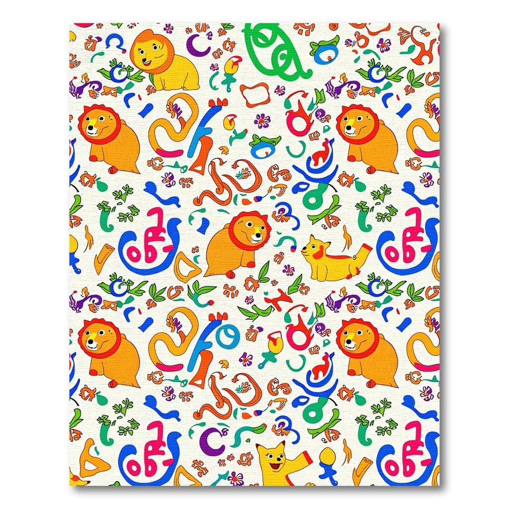 Playful Lion Cub Whimsical Alphabet Rug