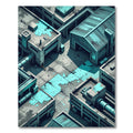 Industrial Aqua Splatter Geometric Landscape Rug