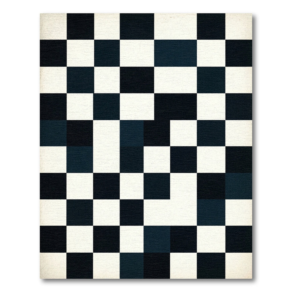 Black White Geometric Checkerboard Square Rug