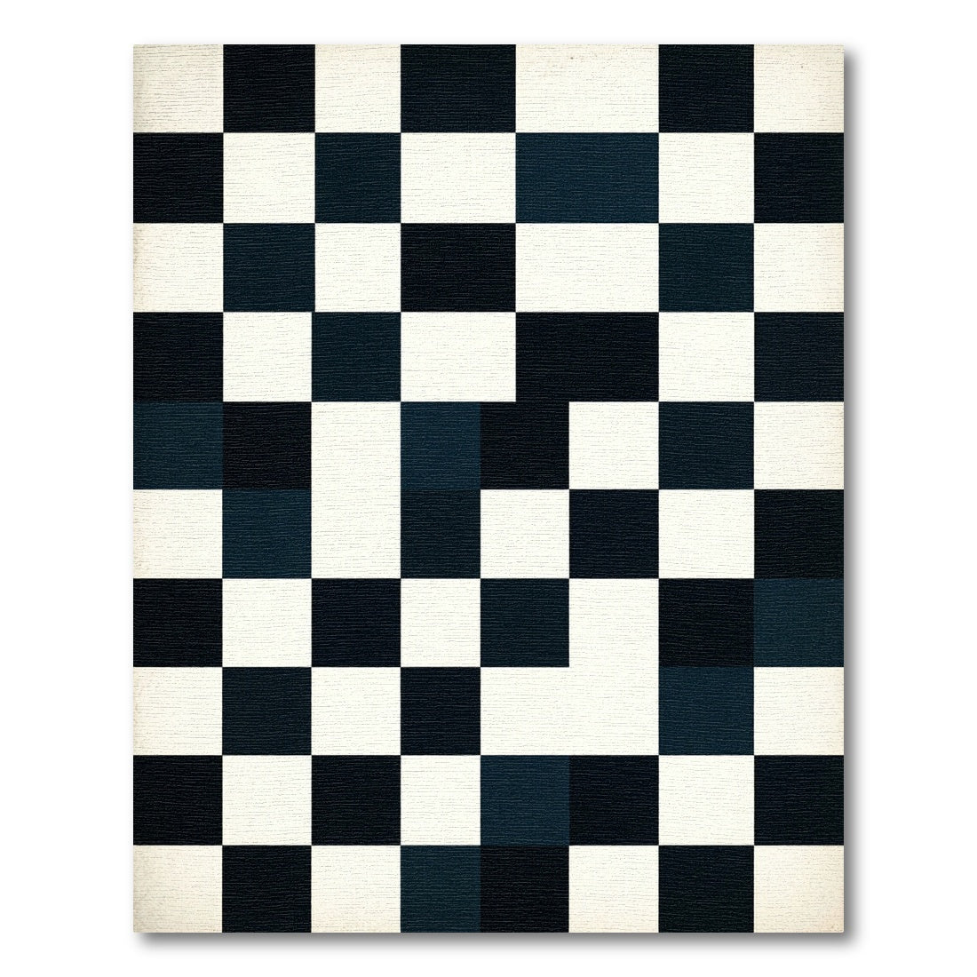 Black White Geometric Checkerboard Square Rug