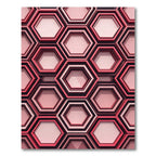 Deep Pink Layered Hexagon Texture Rug