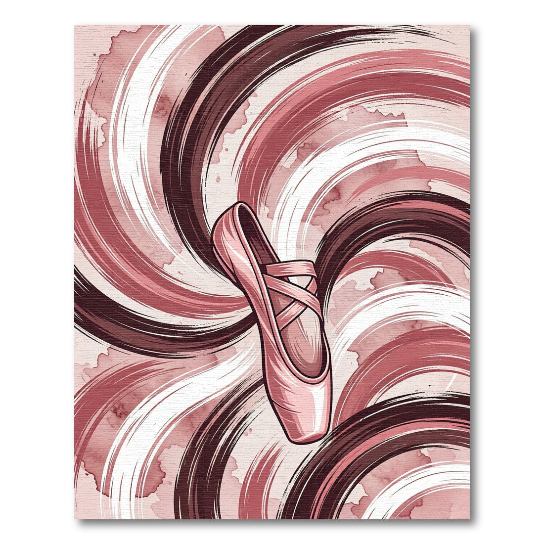 Elegant Ballet Slipper Swirl Rose Rug