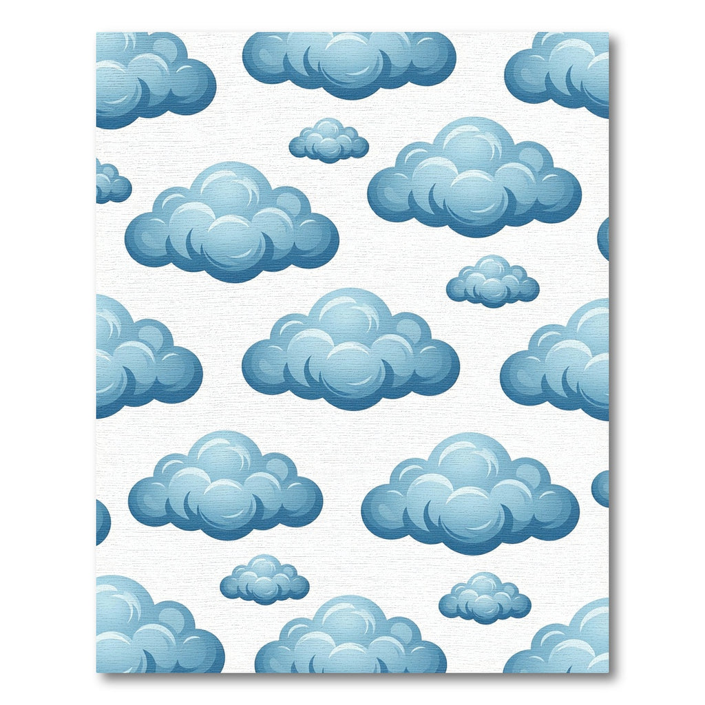 Dreamy Sky Blue Puffy Cloud Landscape Rug