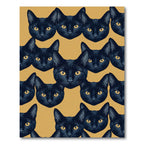 Golden Ochre Black Cat Head Tile Rug