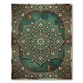 Emerald Green Floral Medallion Aged Rug