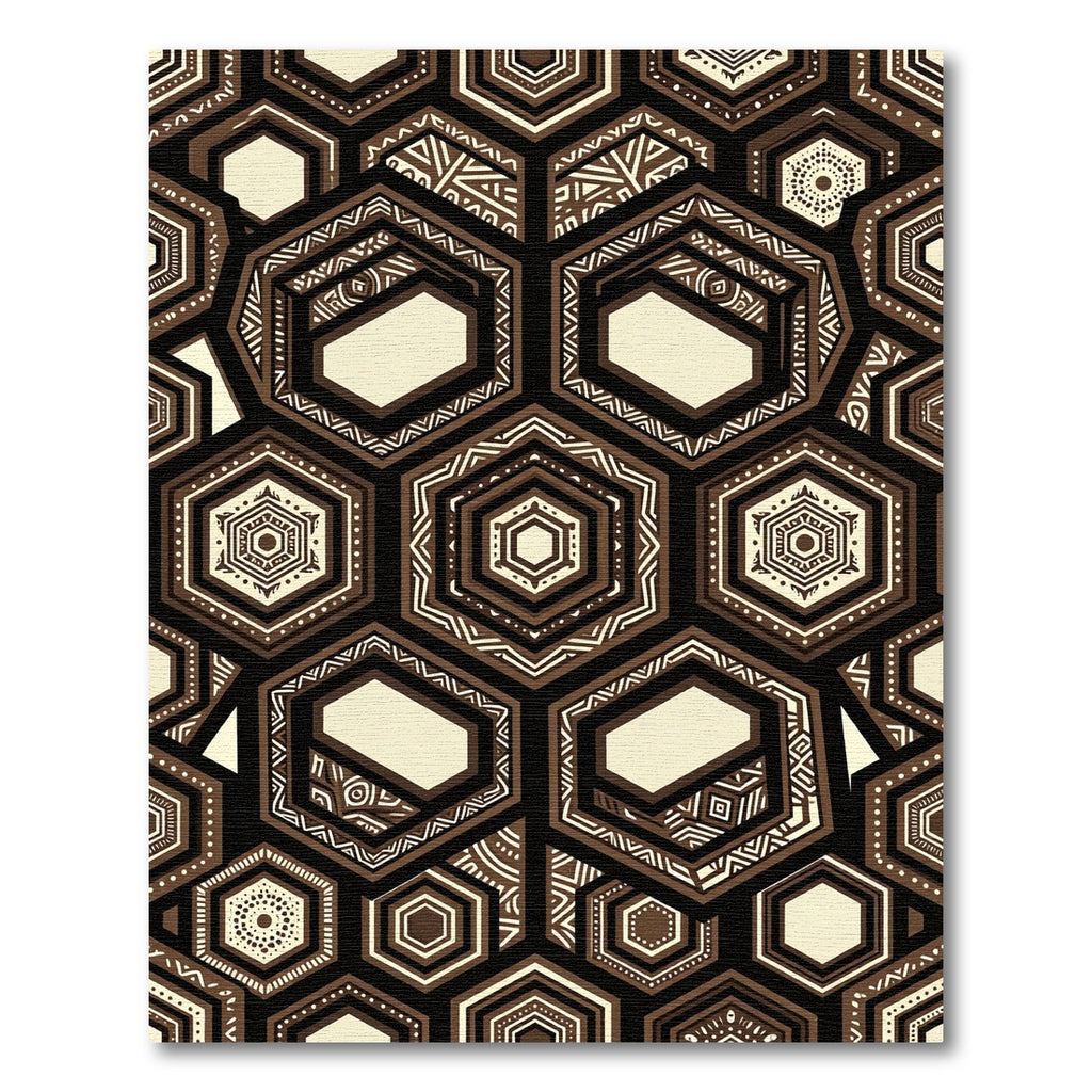 Sophisticated Earthy Toned Hexagonal Geometric Rug