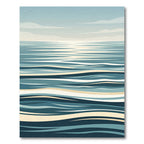 Serene Blue Abstract Ocean Wave Rug