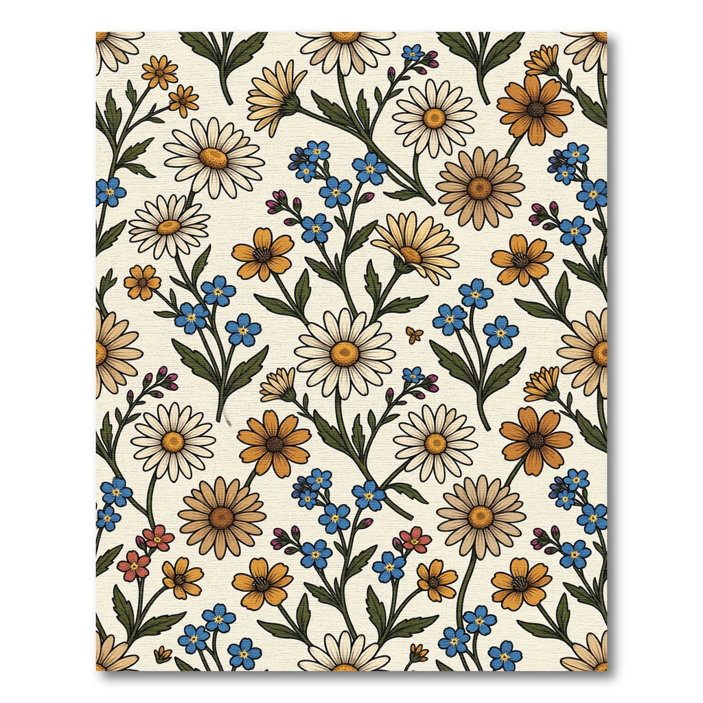 Whimsical Daisy Floral Garden Rug
