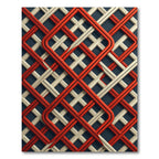 Red Cream Interlocking Lattice Rug