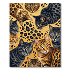 Vibrant Golden Leopard Spotted Cat Ensemble Rug