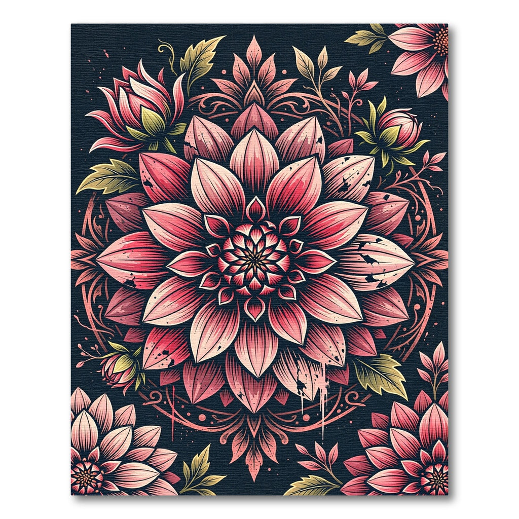 Ethereal Pink Floral Mandala Art Rug