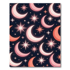 Celestial Pink Moon Star Night Rug
