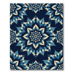 Indigo Blue Floral Burst Medallion Rug