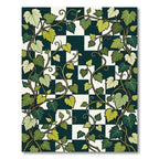 Lush Botanical Vine Checkerboard Art Rug