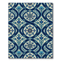 Navy Blue Golden Floral Arabesque Rug