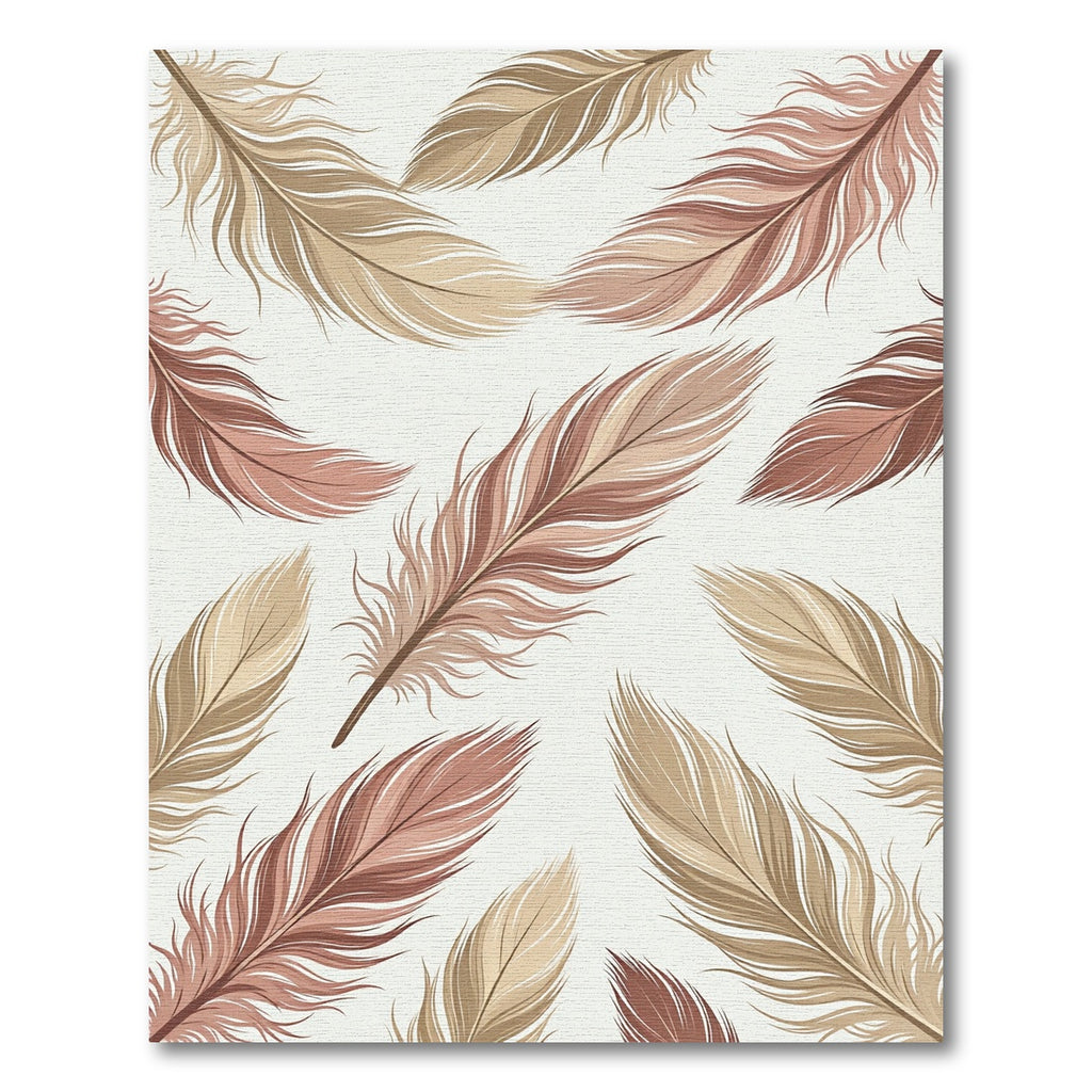 Floating Earth Toned Feather Composition Rug