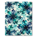 Watercolor Teal Blue Floral Arrangement Rug