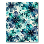Watercolor Teal Blue Floral Arrangement Rug