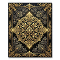 Gilded Ornate Damask Black Gold Luxury Rug