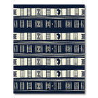 Midnight Navy Ivory Tribal Geometric Striped Rug