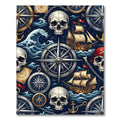 Vintage Nautical Skull And Compass Mariner Rug