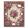 Vintage Pink Floral Damask Ribbon Frame Rug