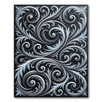 Elegant Silver Swirls on Charcoal Rug