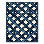 Deep Blue Lattice Overlapping Diamonds Rug