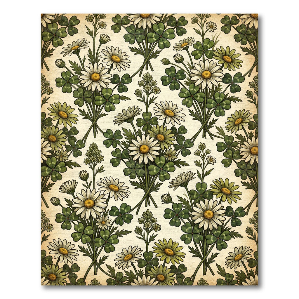 Vintage Daisy Clover Botanical Bouquet Rug
