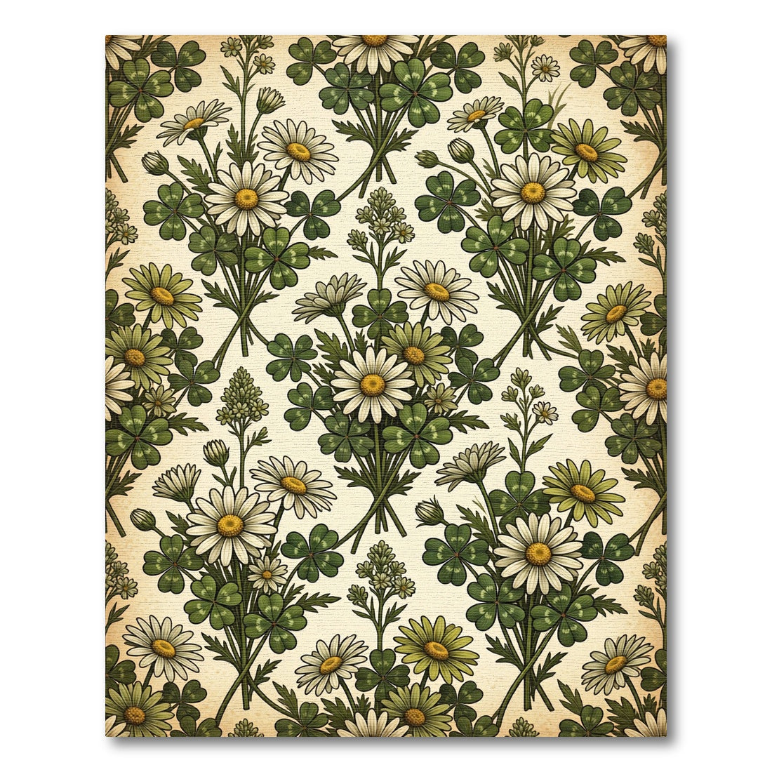 Vintage Daisy Clover Botanical Bouquet Rug