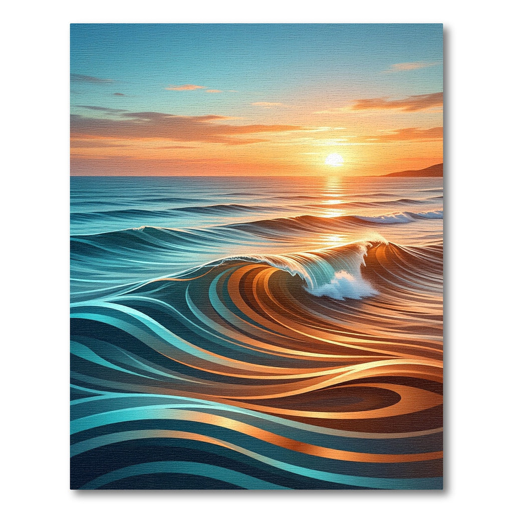 Sunset Gradient Abstract Ocean Wave Rug