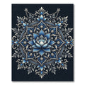 Elegant Navy Blue Lotus Mandala Rug