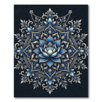 Elegant Navy Blue Lotus Mandala Rug