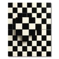 Monochrome Geometric Floating Checkered Grid Rug
