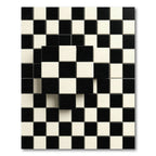 Monochrome Geometric Floating Checkered Grid Rug