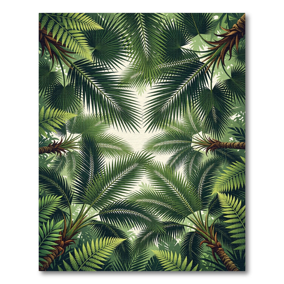Lush Green Tropical Palm Fronds Rug