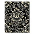 Elegant Black Floral Scroll Damask Rug