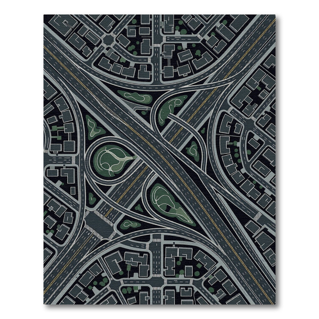 Urban Highway Interchange Overhead View Rug