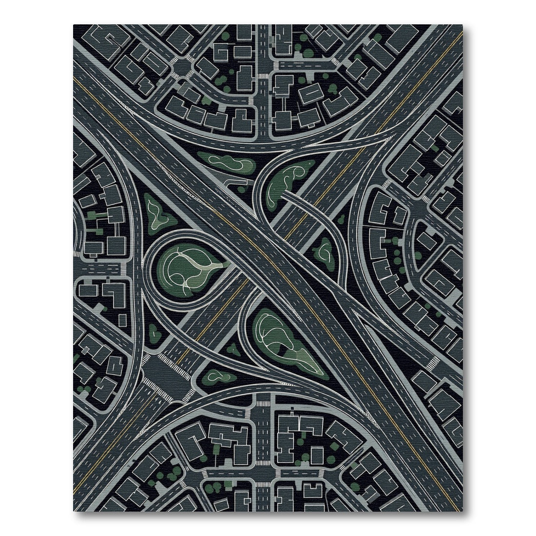 Urban Highway Interchange Overhead View Rug