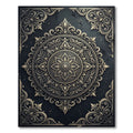Ornate Charcoal and Champagne Floral Medallion Rug