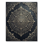 Ornate Charcoal and Champagne Floral Medallion Rug
