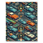 Vintage Racing Car Victory Celebration Repeat Rug