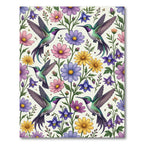 Vibrant Hummingbird and Floral Botanical Meadow Rug
