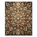 Golden Floral Mandala Medallion Rug