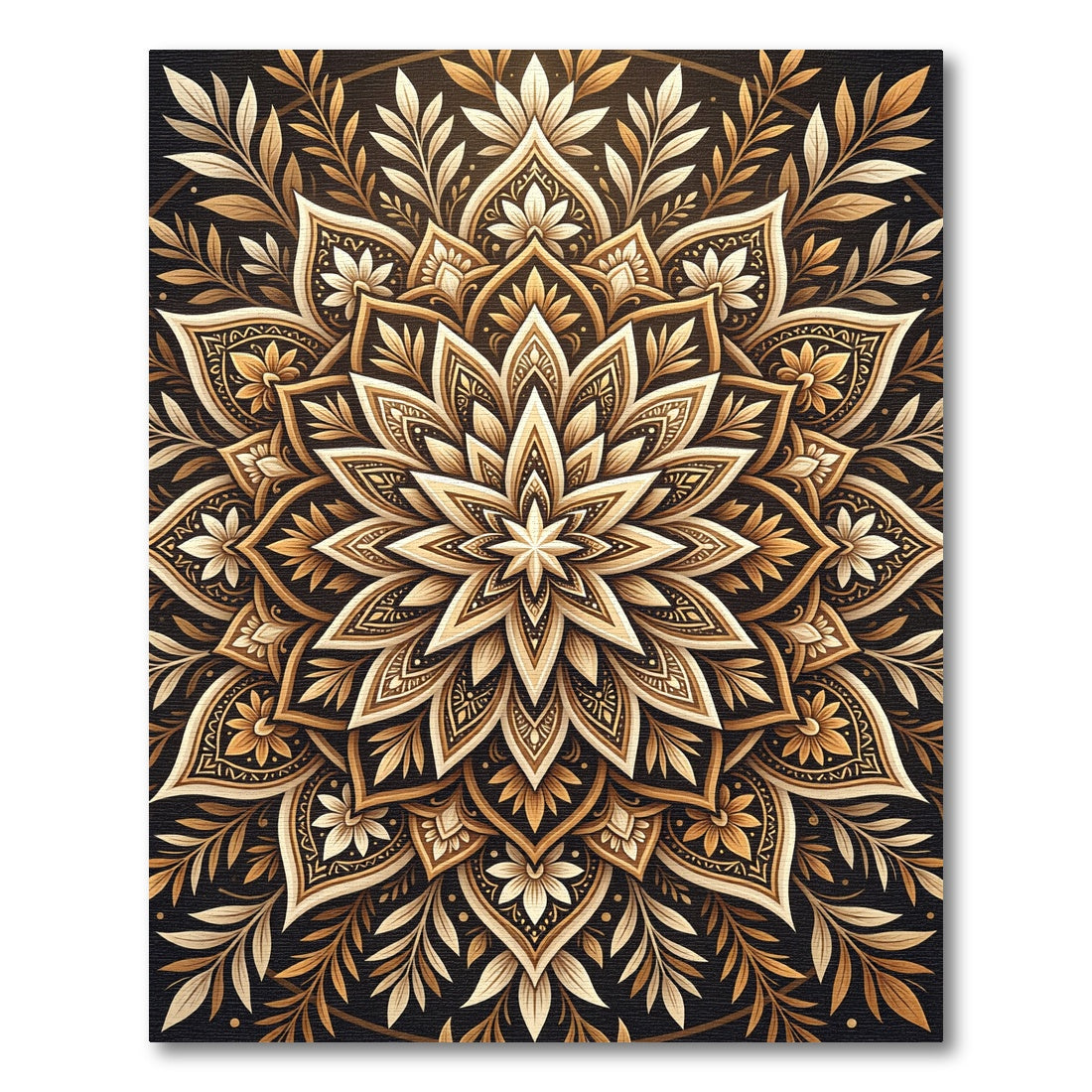 Golden Floral Mandala Medallion Rug