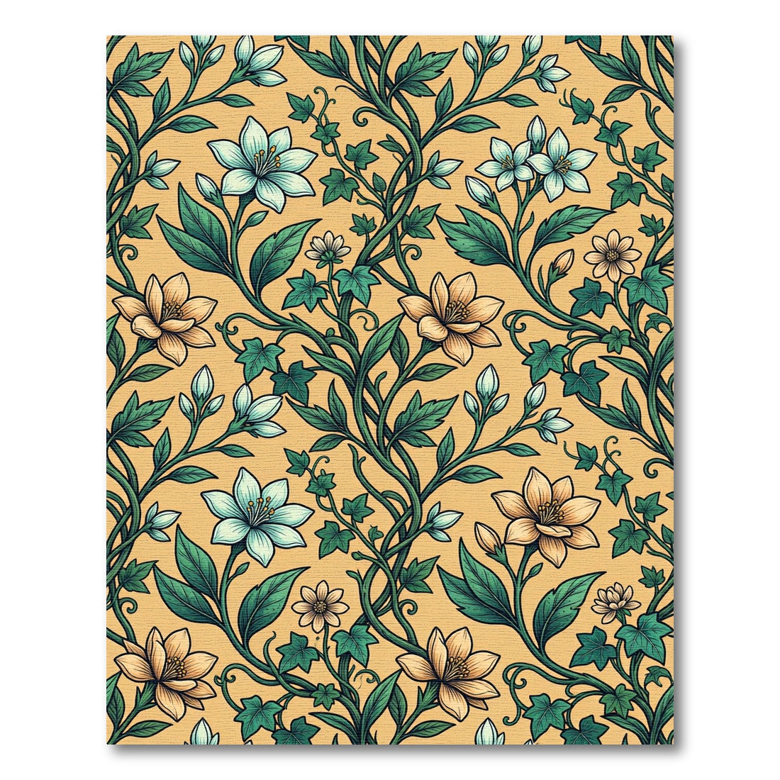 Art Nouveau Pastel Floral Vine Rug
