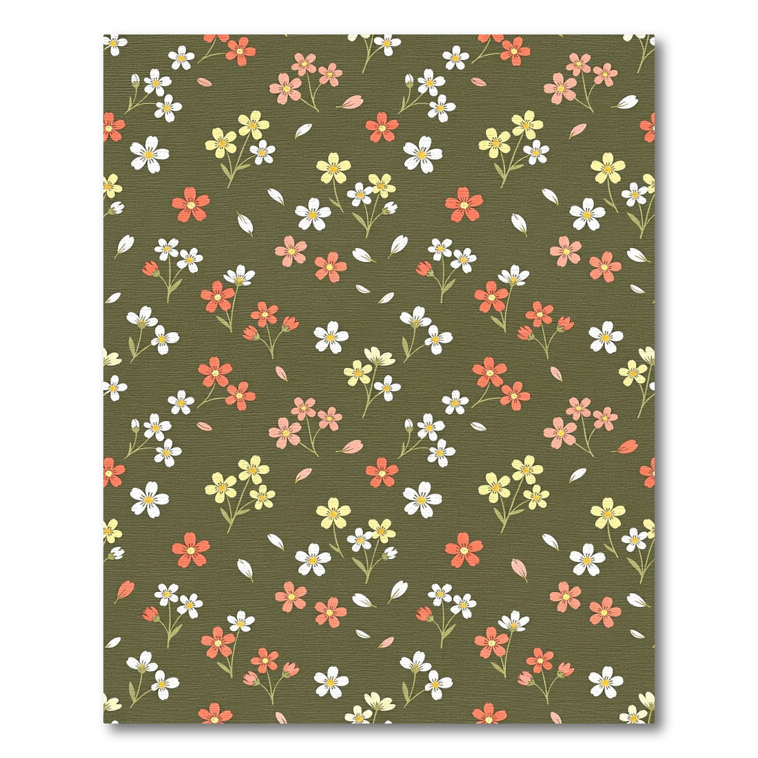 Dainty Wildflower Olive Meadow Fields Rug