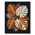 Minimalist Tropical Monstera Leaf Earthy Composition Rug
