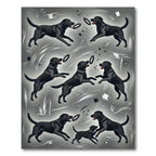 Playful Black Labrador Charcoal Sketch Rug