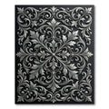 Elegant Silver Baroqe Floral Swirls Rug